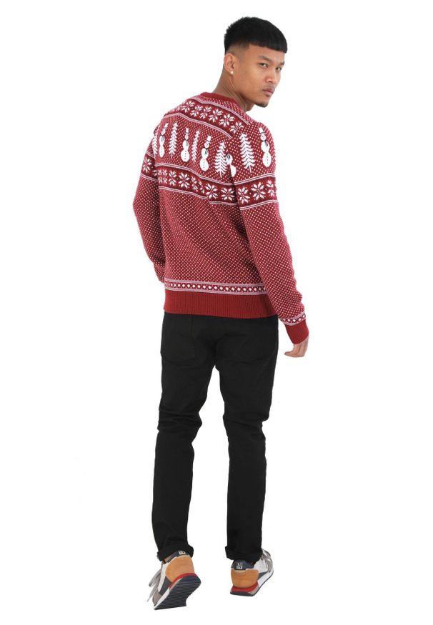 Brave Soul - Sweter Świąteczny w Norweski Wzór - Czerwony. Kolor: czerwony. Materiał: akryl. Styl: wizytowy