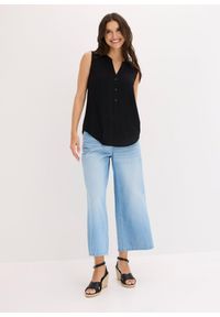 bonprix - Bluzka bez rękawów z czystej wiskozy. Kolor: czarny. Materiał: wiskoza, koronka. Długość rękawa: bez rękawów. Długość: długie. Wzór: koronka, haft. Sezon: lato #2