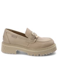 Beżowe Półbuty Nessi Eleganckie Buty Damskie. Zapięcie: klamry. Kolor: beżowy. Materiał: jeans, materiał. Wzór: gładki. Styl: elegancki #5