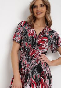 Born2be - Czerwona Sukienka Anastythia. Typ kołnierza: dekolt kopertowy. Kolor: czerwony. Długość rękawa: krótki rękaw. Sezon: lato. Typ sukienki: kopertowe. Długość: midi #6