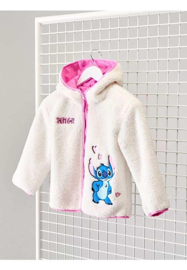 Sinsay - Kurtka teddy z kapturem Stitch - kremowy. Typ kołnierza: kaptur. Kolor: kremowy