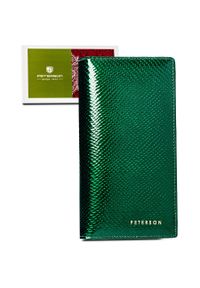 Portfel na magnes Peterson PTN 421431-DSL zielony. Kolor: zielony. Materiał: skóra, lakier