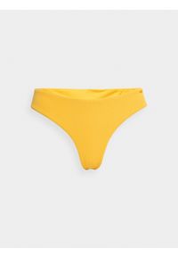 4f - Dół od bikini z materiałów z recyklingu damski. Kolor: żółty. Materiał: materiał. Wzór: gładki
