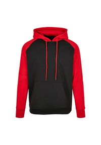 BUILD YOUR BRAND - Męska Kontrastowa Bluza Z Kapturem. Typ kołnierza: kaptur. Kolor: czerwony, wielokolorowy, czarny