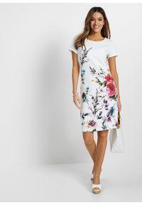 bonprix - Sukienka ołówkowa z nadrukiem. Kolor: biały. Wzór: nadruk. Sezon: wiosna. Typ sukienki: ołówkowe #1