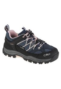 Buty trekkingowe dla dzieci CMP Rigel Low. Zapięcie: sznurówki. Kolor: wielokolorowy, niebieski, czarny. Materiał: guma, skóra, tkanina, materiał, syntetyk. Szerokość cholewki: normalna
