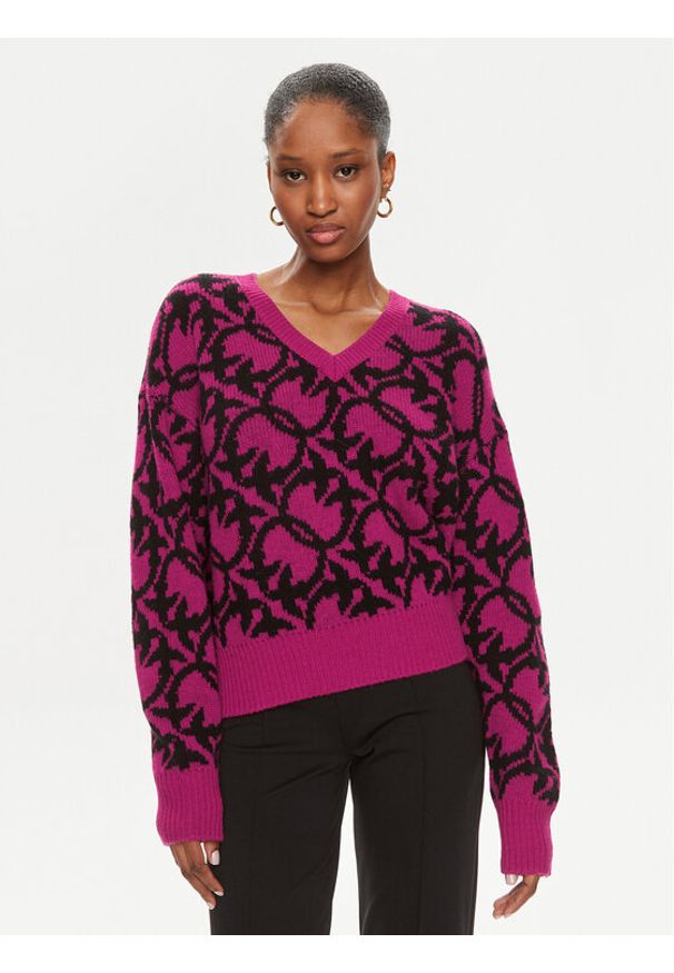 Pinko Sweter Ovino 101575 A11F Różowy Regular Fit. Kolor: różowy. Materiał: kaszmir