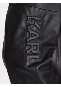 Karl Lagerfeld - KARL LAGERFELD Kurtka skórzana 555015 532409 Czarny Regular Fit. Typ kołnierza: dekolt w karo. Kolor: czarny. Materiał: skóra