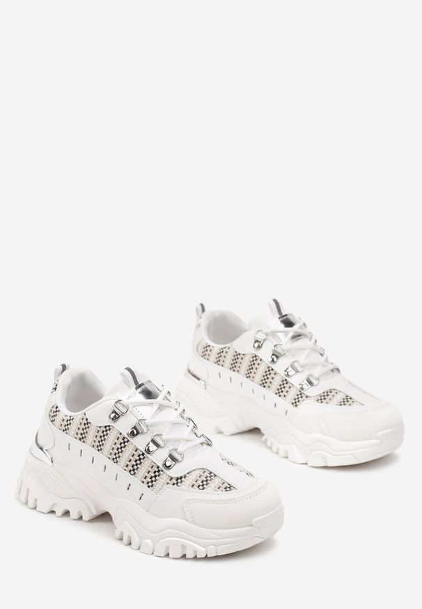 Born2be - Białe Sneakersy na Grubej Podeszwie Frostina. Kolor: biały