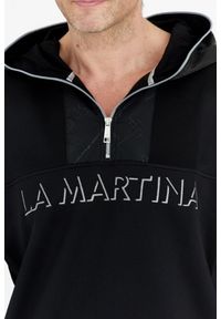 La Martina - LA MARTINA Czarna bluza męska ze srebrnym logo, Rozmiar L. Kolor: czarny