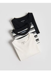 Reserved - Bawełniany longsleeve 3 pack - złamana biel. Materiał: bawełna. Długość rękawa: długi rękaw #1