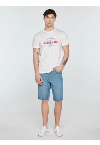 Big-Star - Koszulka męska z kontrastowym nadrukiem biała Sers 100. Kolor: biały. Materiał: denim, skóra, dzianina. Wzór: nadruk. Styl: klasyczny, elegancki #1