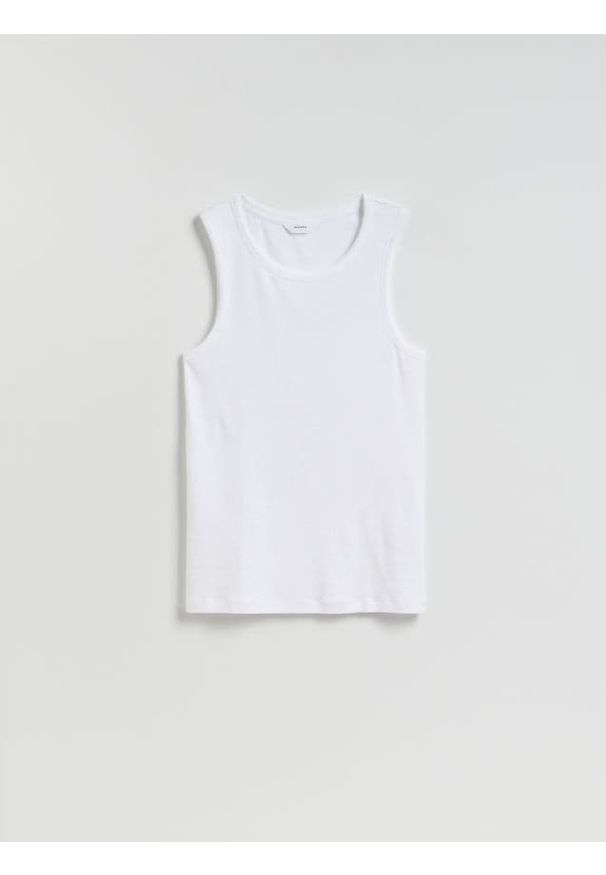 Reserved - Tank top z wiskozą - biały. Kolor: biały. Materiał: wiskoza