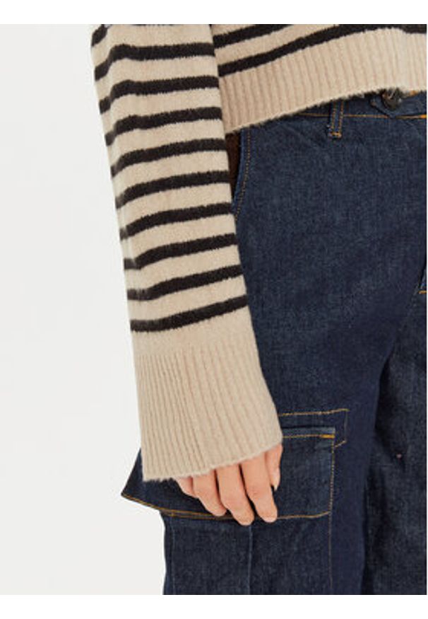 Brave Soul Sweter LK-230SEATON Beżowy Regular Fit. Kolor: beżowy. Materiał: syntetyk