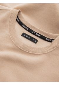 Ombre Clothing - Nierozpinana męska bluza dresowa BASIC – beżowa V6 - Rozmiar: L. Okazja: na co dzień. Kolor: beżowy. Materiał: dresówka. Wzór: gładki. Styl: klasyczny, casual #2