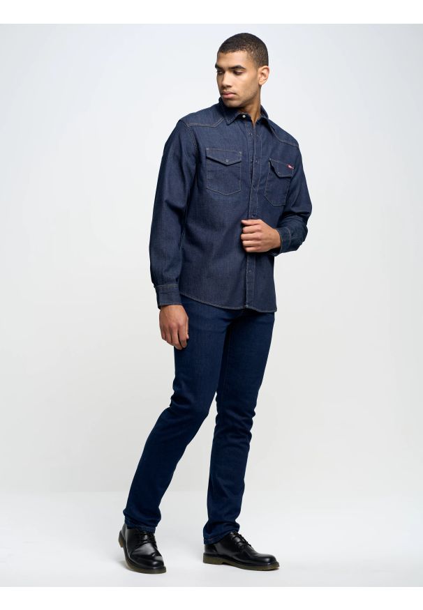 Big-Star - Jeansy męskie dopasowane granatowe Terry 556. Stan: obniżony. Kolor: niebieski. Styl: klasyczny