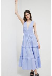 Abercrombie & Fitch sukienka kolor fioletowy midi rozkloszowana. Kolor: fioletowy. Typ sukienki: rozkloszowane. Długość: midi #3