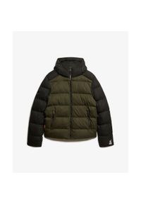 Kurtka z kapturem Superdry Colour Block. Typ kołnierza: kaptur. Kolor: czarny. Materiał: puch. Długość rękawa: długi rękaw #1