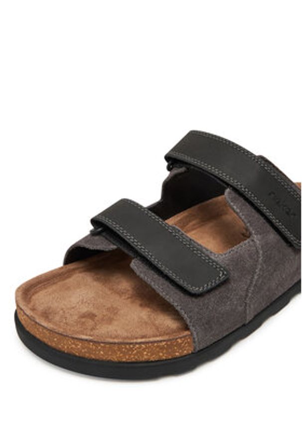 Rieker Klapki 21160-45 Szary. Kolor: szary. Materiał: skóra, zamsz