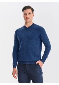 Pako Lorente - PAKO LORENTE - Wełniany sweter w kolorze granatowym. Okazja: na co dzień. Kolor: beżowy, niebieski. Materiał: wełna. Sezon: jesień. Styl: casual #1