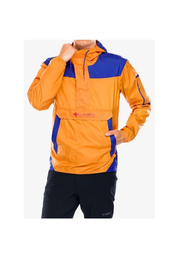 columbia - Kurtka przeciwwiatrowa męska Columbia Challenger Windbreaker. Kolor: pomarańczowy. Materiał: softshell. Sport: turystyka piesza