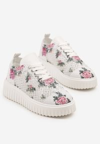Born2be - Wielokolorowe Ażurowe Sneakersy Vices na Grubej Podeszwie z Tłoczeniem Luminise. Nosek buta: okrągły. Zapięcie: sznurówki. Kolor: wielokolorowy. Materiał: materiał. Wzór: ażurowy. Sezon: lato. Obcas: na obcasie. Wysokość obcasa: średni #4