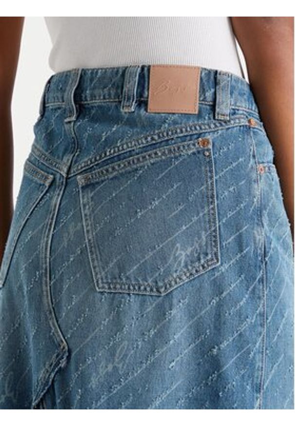 BOSS Spódnica jeansowa 50542445 Niebieski Regular Fit. Kolor: niebieski. Materiał: bawełna