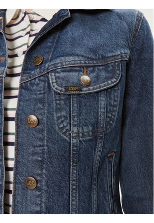 Lee Kurtka jeansowa Rider 112341297 Niebieski Regular Fit. Kolor: niebieski. Materiał: lyocell, bawełna