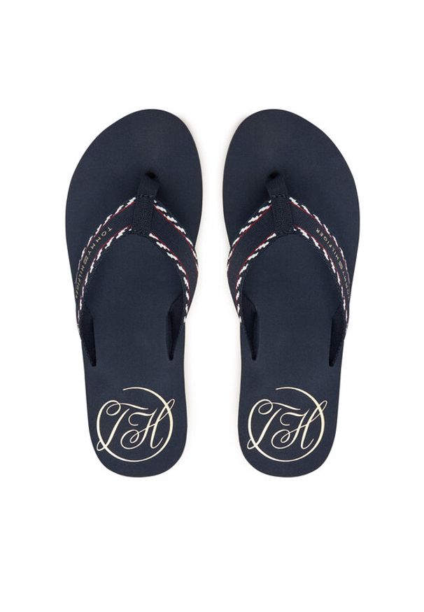 TOMMY HILFIGER - Tommy Hilfiger Japonki Webbing Beach Sandal FW0FW09038 Granatowy. Kolor: niebieski. Materiał: materiał