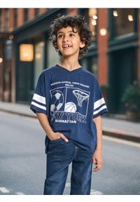 Sinsay - Koszulka oversize - granatowy. Kolor: niebieski #1