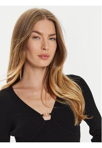 TwinSet - TWINSET Sweter 242TP3132 Czarny Slim Fit. Kolor: czarny. Materiał: wiskoza #3