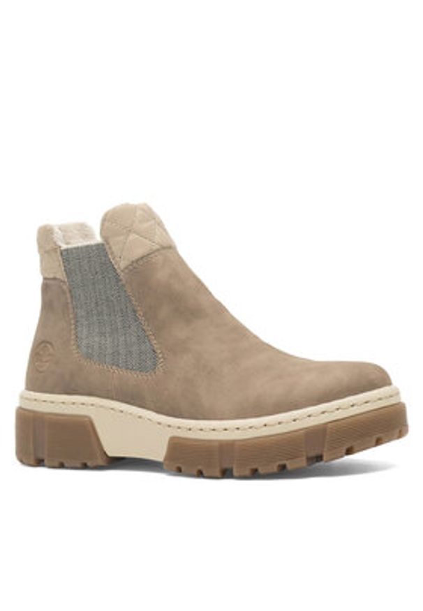 Rieker Botki X8674-64 Beżowy. Kolor: beżowy. Materiał: materiał