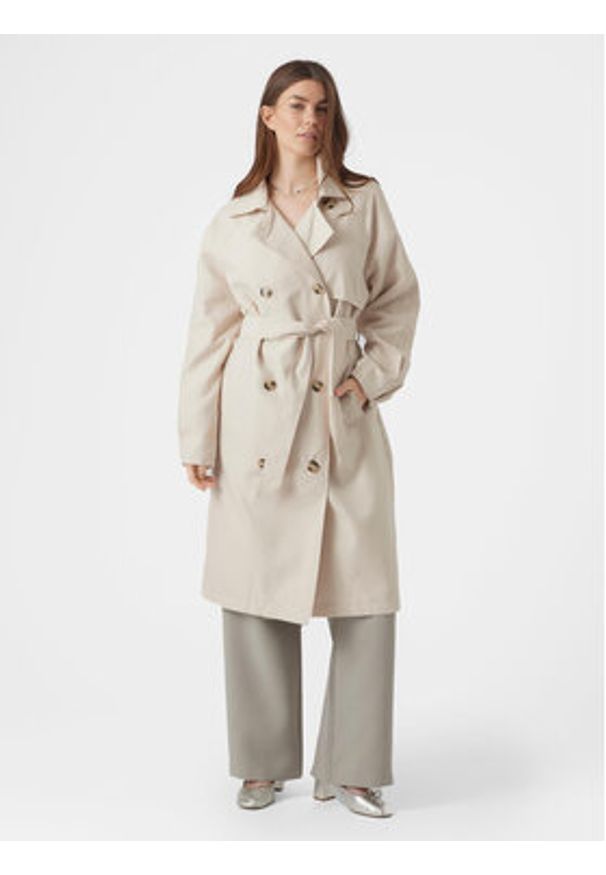 Vero Moda Trencz Doreen 10301287 Écru Regular Fit. Materiał: syntetyk