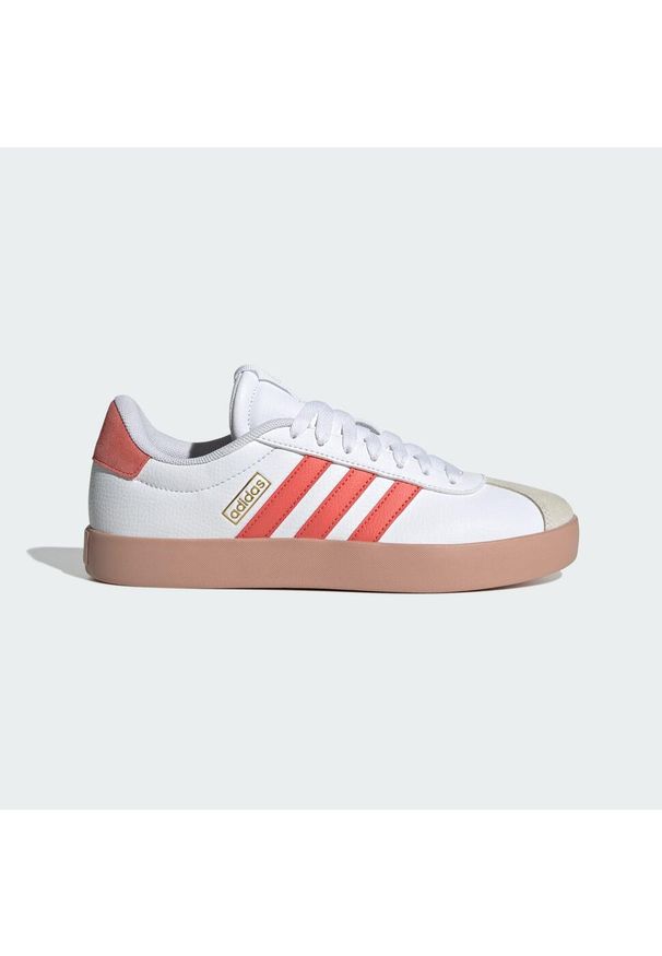 Adidas - Buty VL Court 3.0. Kolor: wielokolorowy, czerwony, żółty, biały. Materiał: skóra, syntetyk. Sport: turystyka piesza