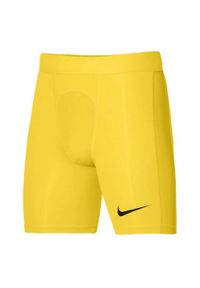Nike - Męskie Spodenki Kompresyjne Pro Strike DriFIT. Kolor: żółty. Sport: turystyka piesza