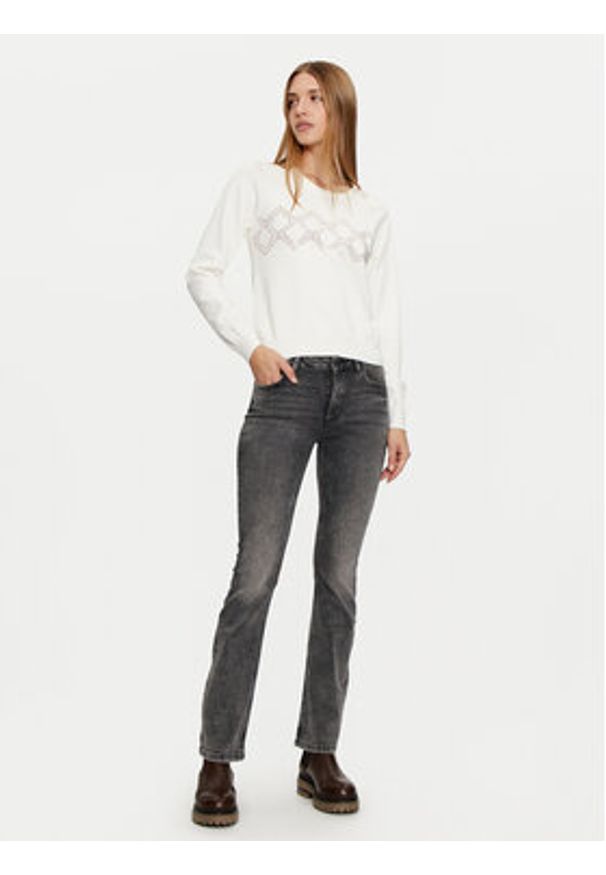 Liu Jo Sport Sweter TF4286 MS63L Biały Regular Fit. Kolor: biały. Materiał: wiskoza, syntetyk. Styl: sportowy