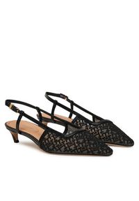 TOMMY HILFIGER - Tommy Hilfiger Sandały Mono Squared Toe Kitten Slingb FW0FW08746 Czarny. Kolor: czarny. Materiał: materiał #3