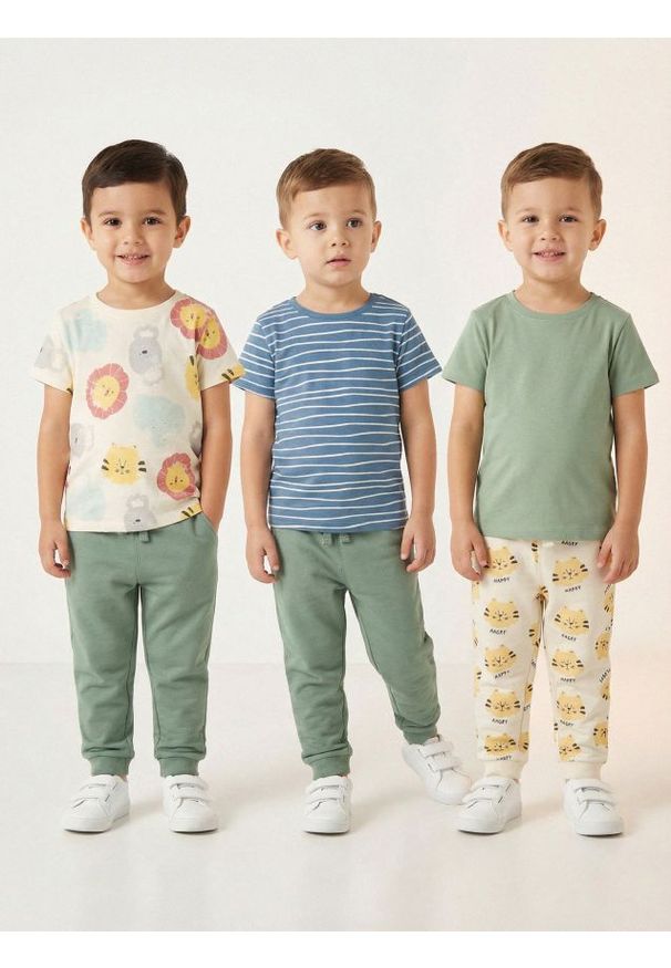 Sinsay - Spodnie dresowe jogger 2 pack - kremowy. Kolor: kremowy. Materiał: dresówka