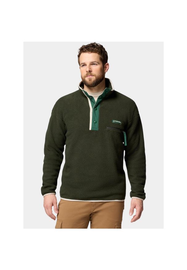columbia - Sweter Męski Columbia Helvetia II Half Snap. Kolor: niebieski, wielokolorowy, zielony. Materiał: materiał, polar. Sport: turystyka piesza