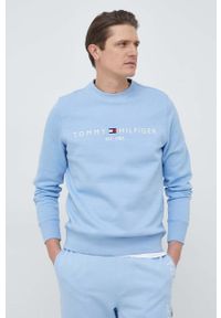 TOMMY HILFIGER - Tommy Hilfiger bluza męska kolor niebieski z nadrukiem. Kolor: niebieski. Materiał: bawełna. Wzór: nadruk #3