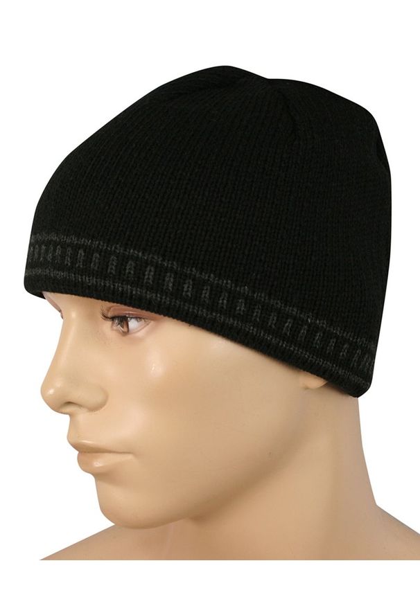 Czapka, Czarna Ciepła, Zimowa, Dziergana, Klasyczna, Rozmiar Uniwersalny, Męska -Pako Jeans. Kolor: czarny. Materiał: akryl. Sezon: zima. Styl: klasyczny