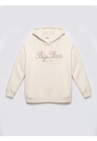 Big-Star - Bluza damska z kapturem kremowa Raisa 103. Okazja: na spacer, na co dzień. Typ kołnierza: kaptur. Kolor: kremowy. Materiał: dzianina, jeans, dresówka. Wzór: gładki, haft. Styl: casual, sportowy #4