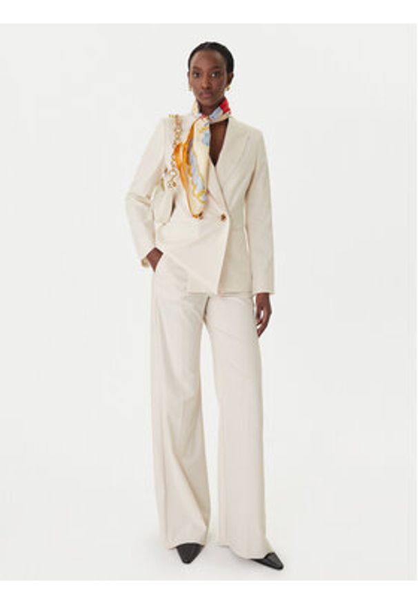 Marella Spodnie palazzo Sequoia 2613131211 Biały Wide Leg. Kolor: biały. Materiał: syntetyk