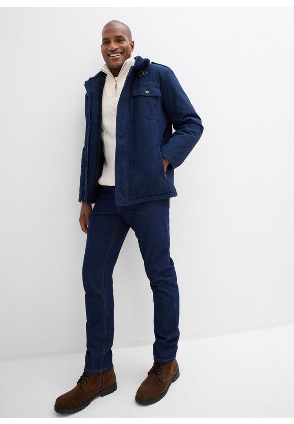 bonprix - Dżinsy z elastycznymi wstawkami w talii, classic fit, prosta nogawka. Stan: podwyższony. Kolor: niebieski