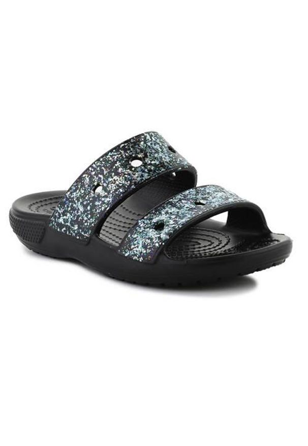 Klapki dla dzieci Crocs Classic Glitter Sandal Kids. Kolor: czarny. Materiał: syntetyk, materiał