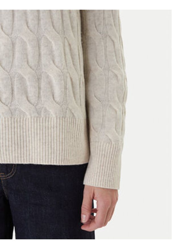 TOMMY HILFIGER - Tommy Hilfiger Golf WW0WW46791 Beżowy Regular Fit. Typ kołnierza: golf. Kolor: beżowy. Materiał: wełna