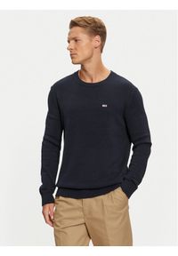 Tommy Jeans Sweter Essential DM0DM18370 Granatowy Slim Fit. Kolor: niebieski. Materiał: bawełna