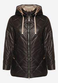 Born2be - Czarna Kurtka z Odpinanym Kapturem i Ozdobnym Pikowaniem Xalseli. Okazja: na co dzień, na spacer. Kolekcja: plus size. Kolor: czarny. Materiał: jeans. Styl: casual, elegancki, klasyczny #2