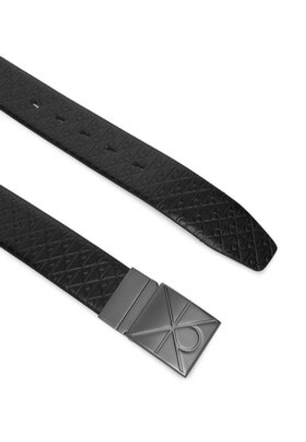 Calvin Klein Pasek Męski Emblem Plaque W/ Aop 35Mm Adj/Re LV04D7083G Czarny. Kolor: czarny. Materiał: skóra