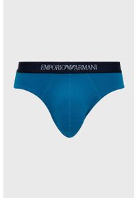 Emporio Armani - Slipy (3-pack). Kolor: niebieski. Materiał: bawełna, dzianina #3